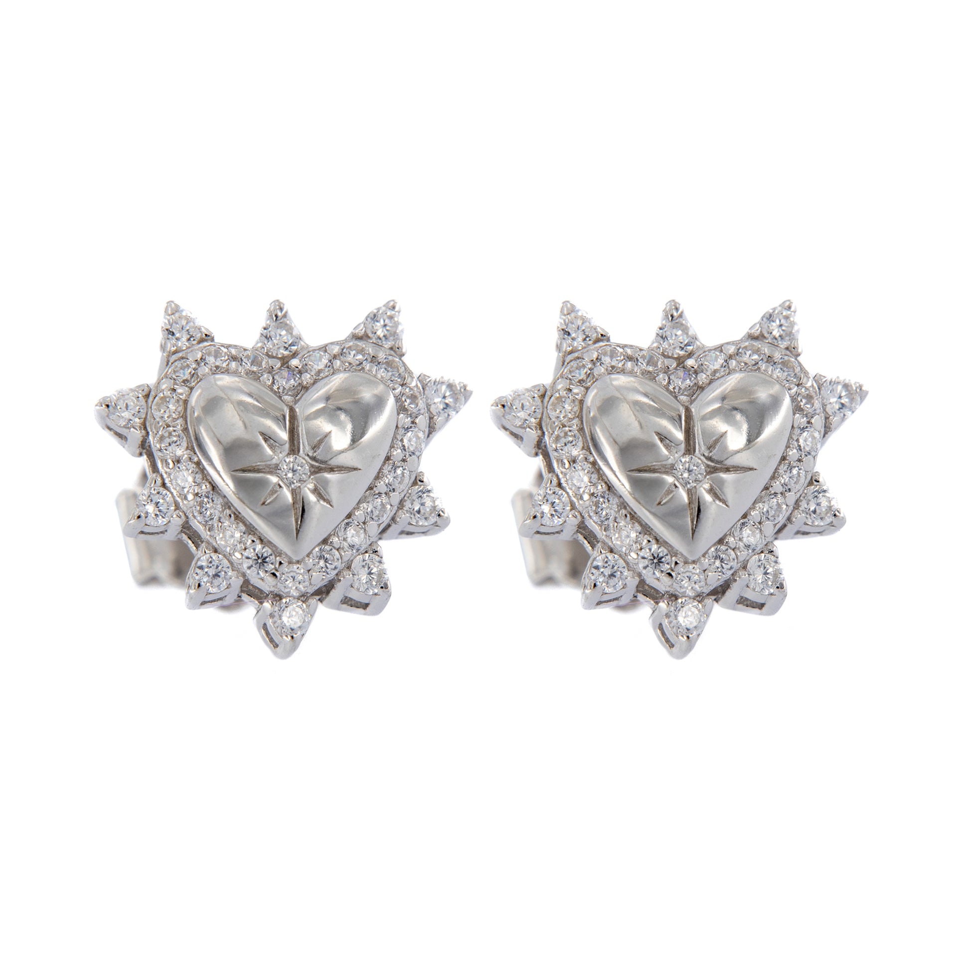 Orecchini Lumina, Cuore con zirconi bianchi, argento 925