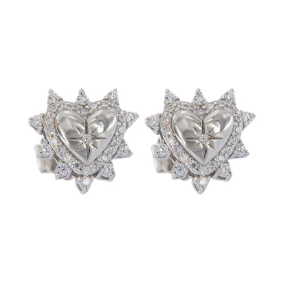 Orecchini Lumina, Cuore con zirconi bianchi, argento 925
