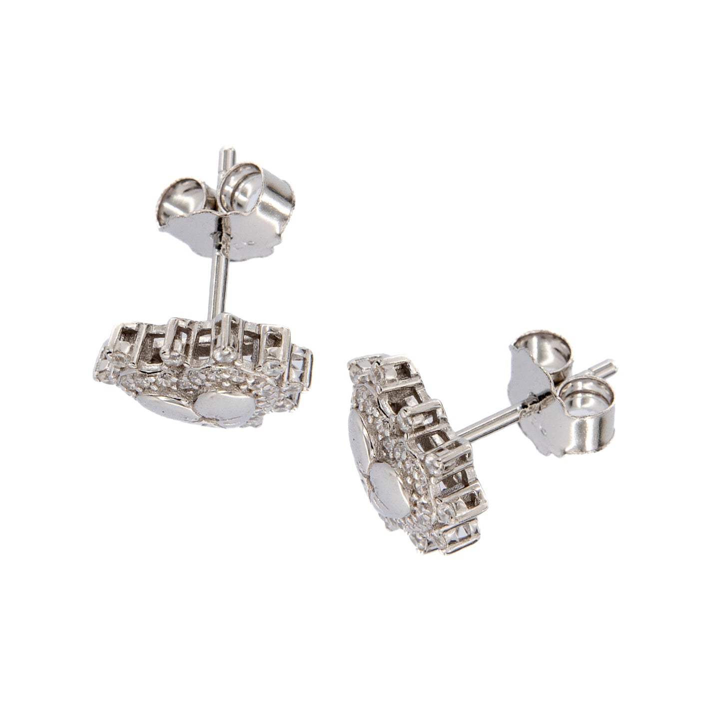 Orecchini Lumina, Cuore con zirconi bianchi, argento 925