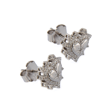 Orecchini Lumina, Cuore con zirconi bianchi, argento 925