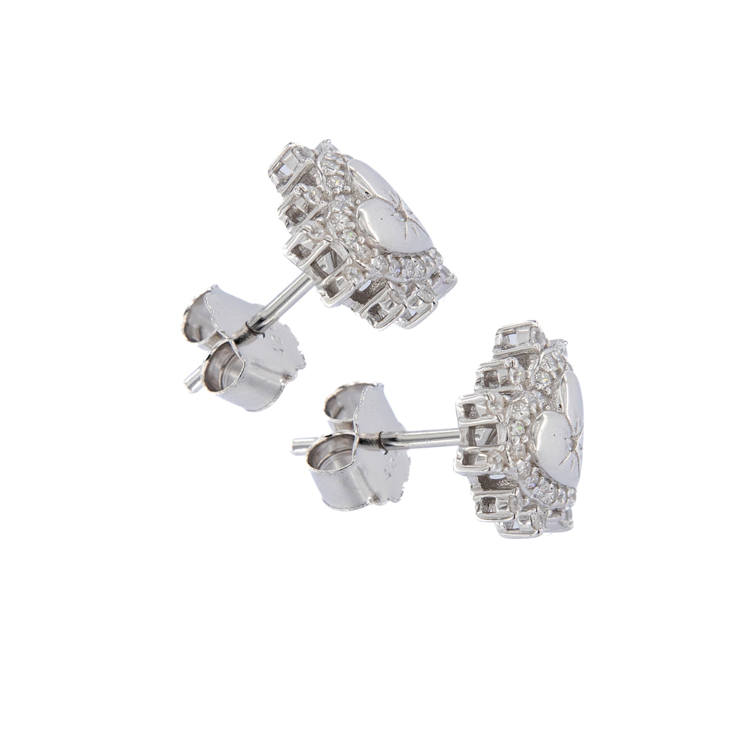 Orecchini Lumina, Cuore con zirconi bianchi, argento 925