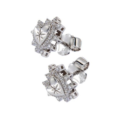Orecchini Lumina, Cuore con zirconi bianchi, argento 925