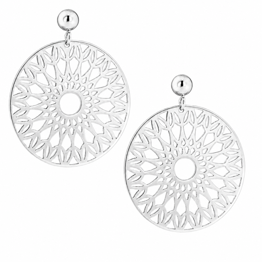 Crafted circle earrings - silver finish