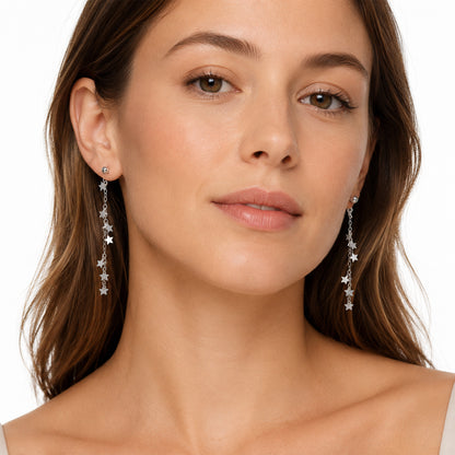 Orecchini lunghi con stelle in bronzo