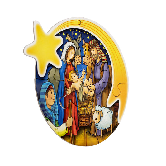 Pallina dell?Avvento per Bambini. Puzzle natalizio da appendere all?albero. Diametro 11 cm