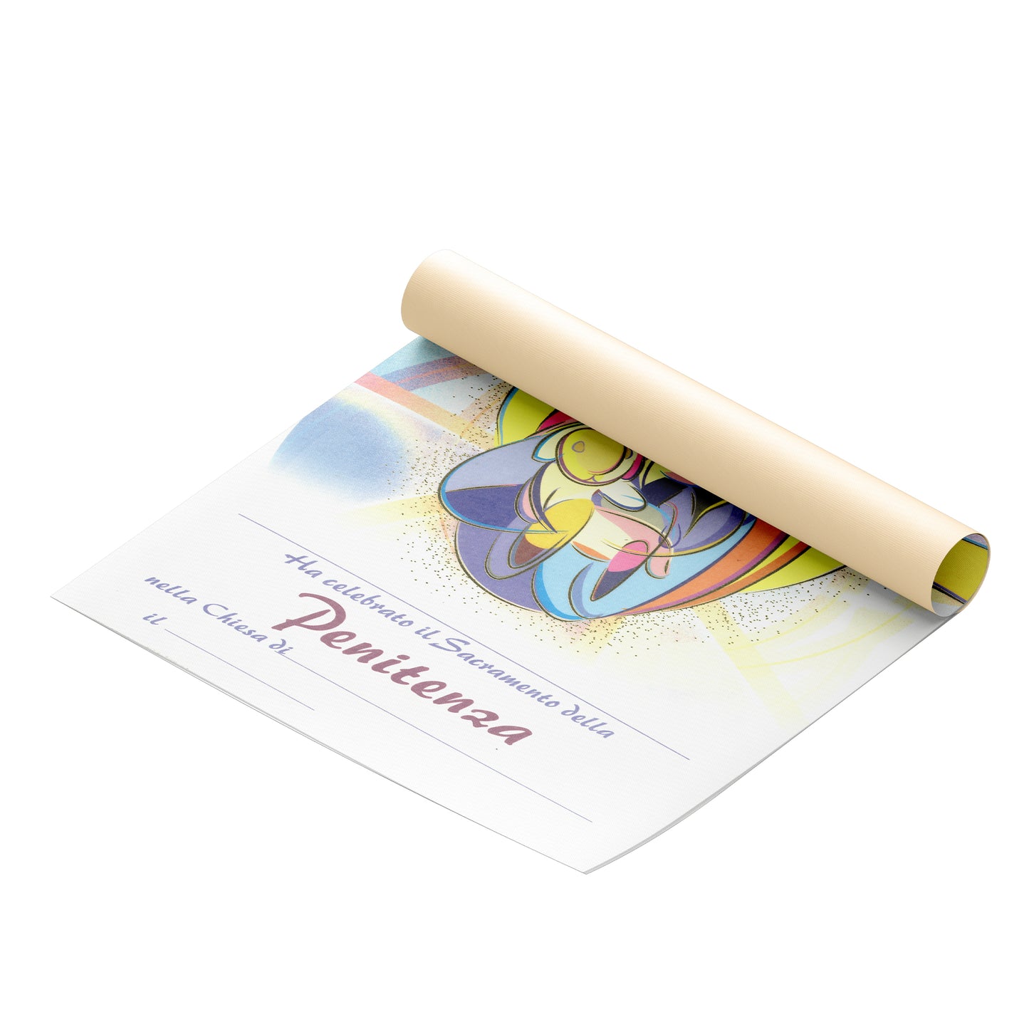 Diploma in carta pergamena per Confessione. Dimensioni 18x24 cm