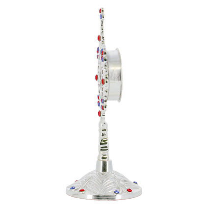 Reliquiario liturgico in ottone argentato con pietre decorative e base piena – Altezza 20 cm