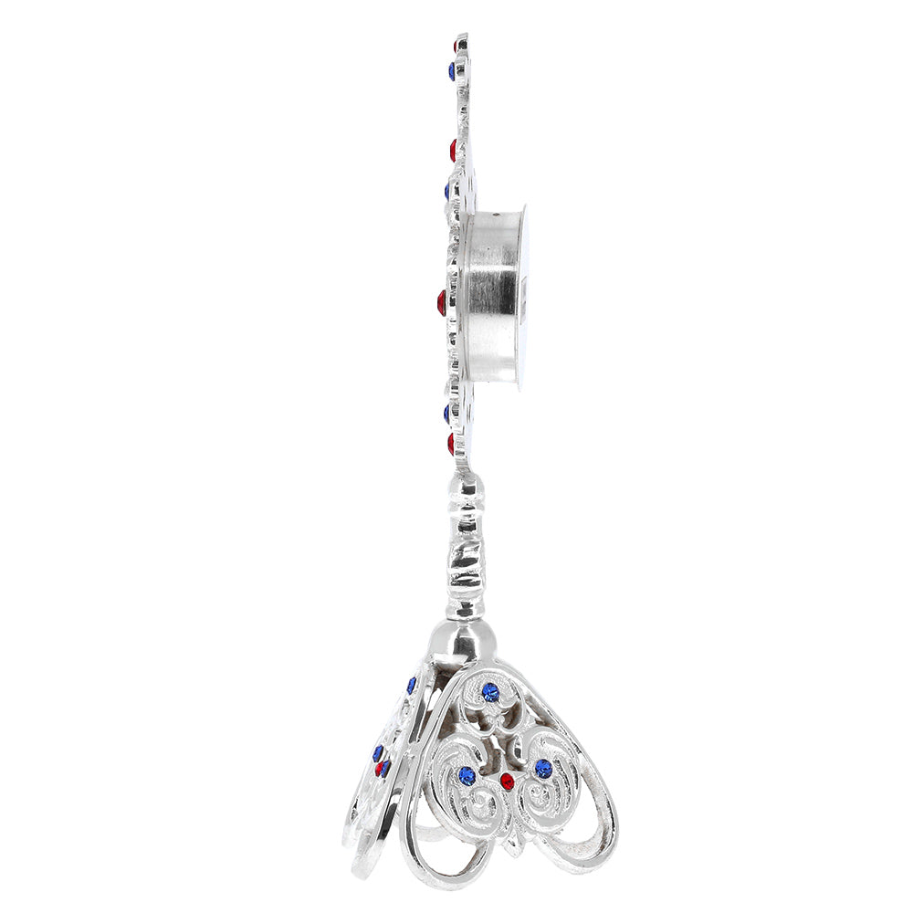 Reliquiario liturgico in ottone argentato con pietre decorative e base traforata – Altezza 23 cm