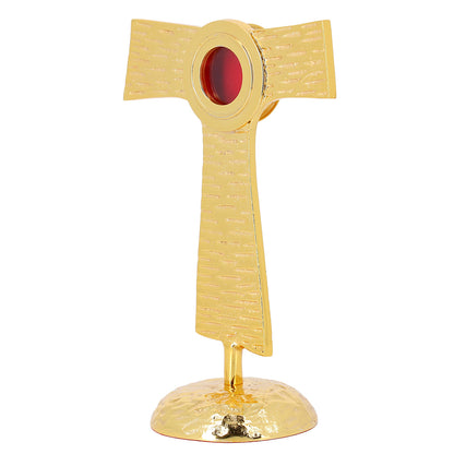 Reliquiario liturgico a Tau in ottone dorato – Altezza 22 cm