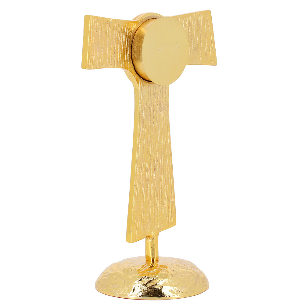 Reliquiario liturgico a Tau in ottone dorato – Altezza 22 cm