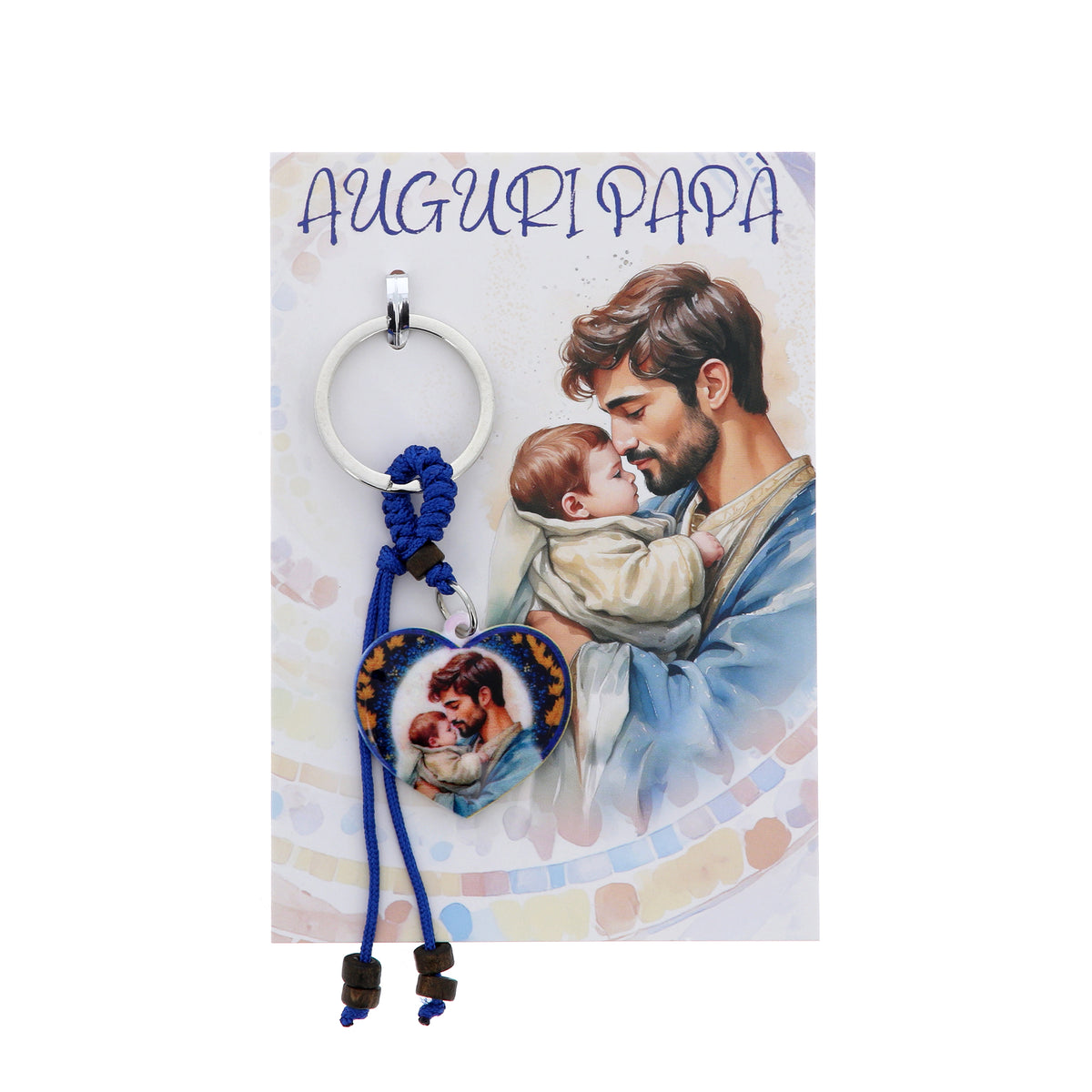 Portachiavi cuore e cordino colorato per mamma e papà. Lunghezza 11,5 cm
