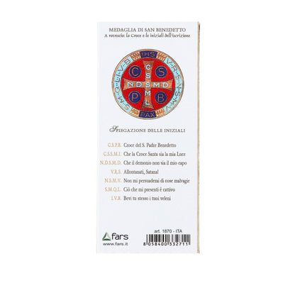 Portachiavi con Medaglia San Benedetto in acciaio inox. Con confezione. Lunghezza 8,5 cm