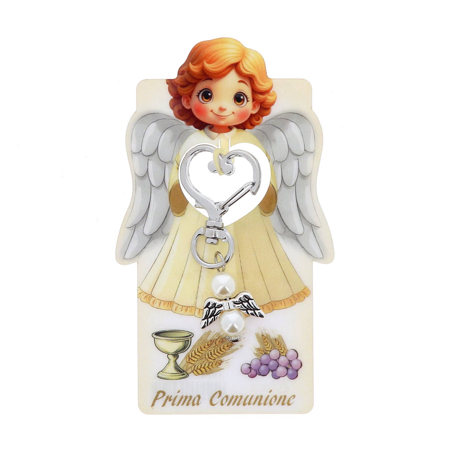 Portachiavi Angelo con confezione Prima Comunione. Altezza 10,7 cm