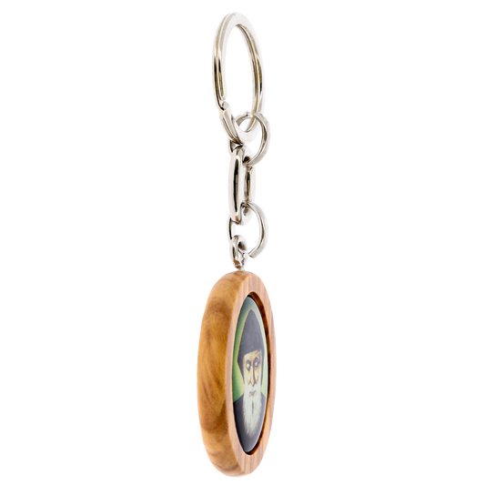 Portachiavi San Charbel con confezione. Altezza 9 cm