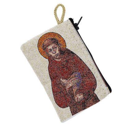 Astuccio porta rosario con immagini sacre in tessuto