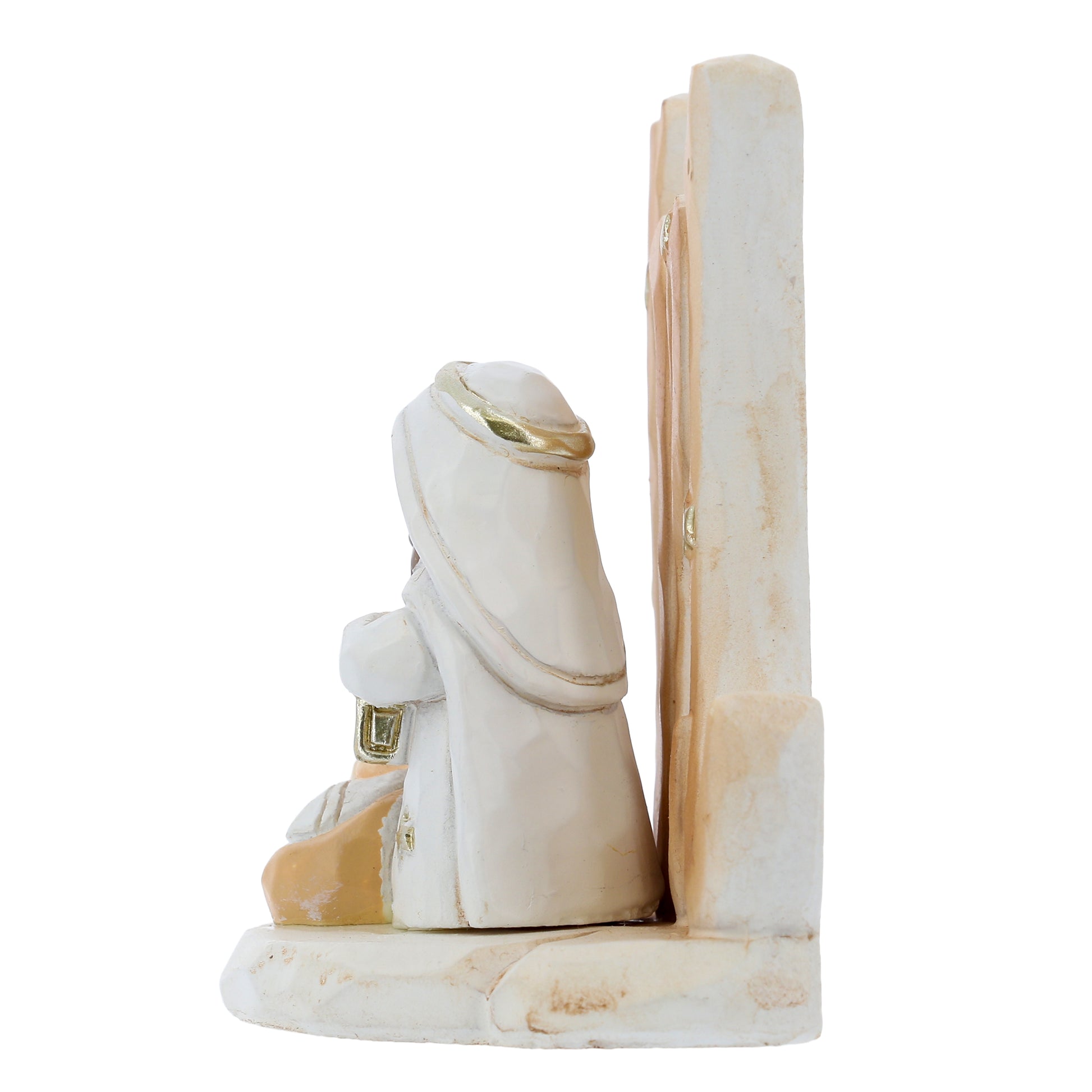 Statua Presepe Noel con Sacra Famiglia. Decorazione Natalizia in Resina. Dimensioni 6x7,2 cm