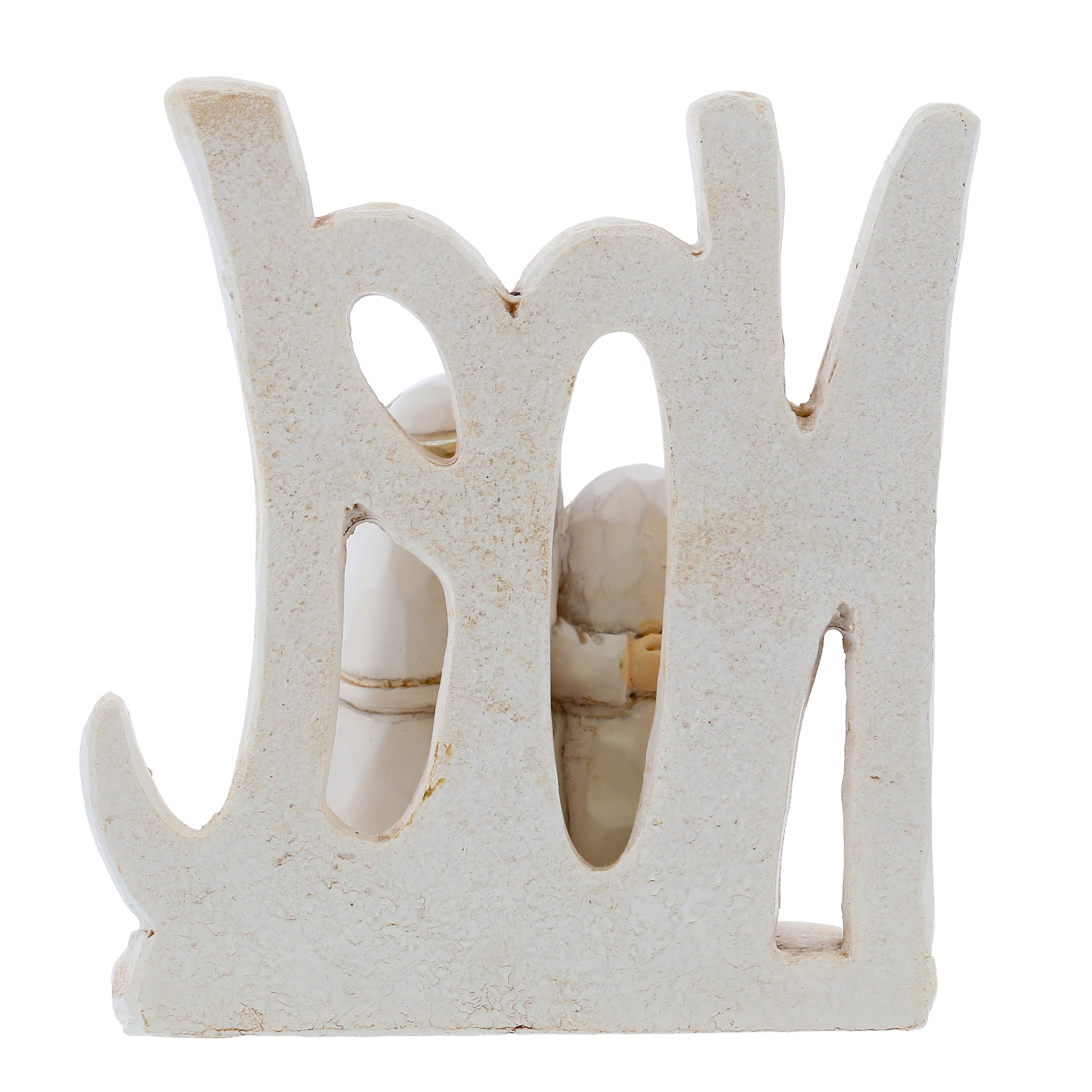 Statua Presepe Noel con Sacra Famiglia. Decorazione Natalizia in Resina. Dimensioni 6x7,2 cm