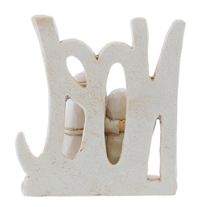 Statua Presepe Noel con Sacra Famiglia. Decorazione Natalizia in Resina. Dimensioni 6x7,2 cm