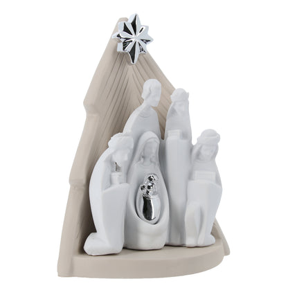Presepe nativita' in resina con Re Magi. Dimensioni 13x18 cm