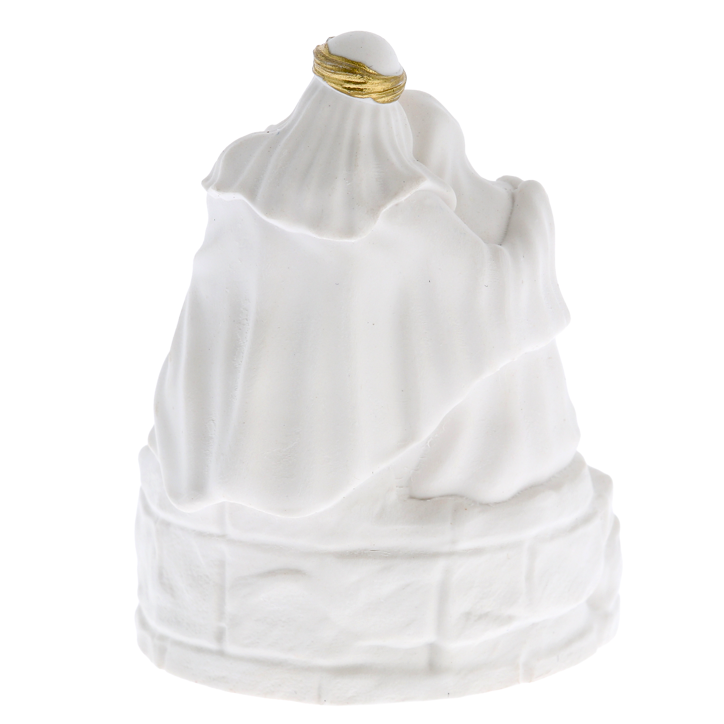 Sacra Famiglia in resina effetto ceramica dipinta. Altezza 8 cm
