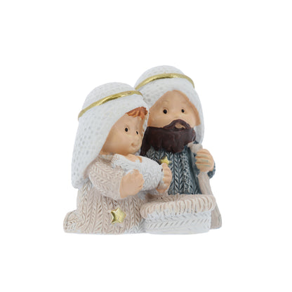 Mini nativita' in resina. Piccolo presepe decorativo. Dimensioni 4x4 cm