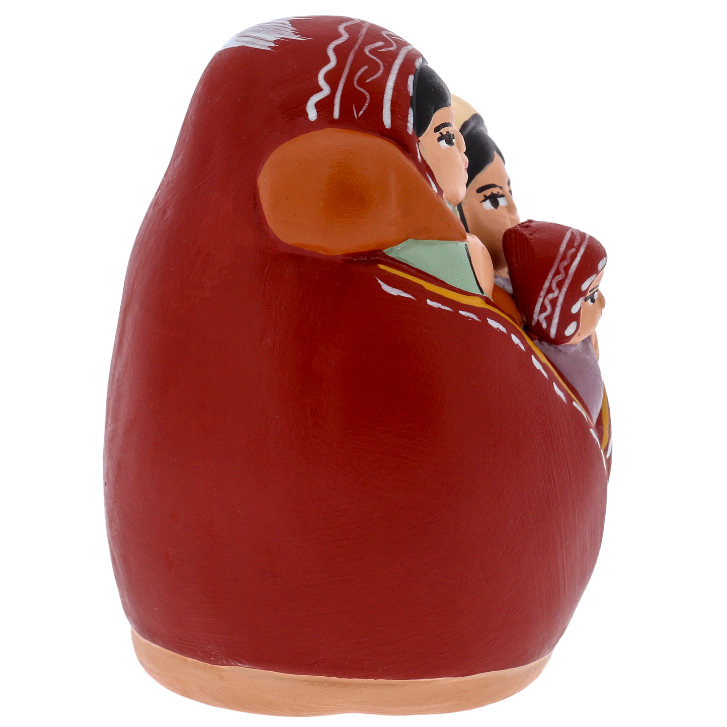 Presepe della tenerezza Sacra Famiglia artigianale – Nativita' in terracotta dipinta a mano. Dimensioni 4,5x8,5 cm