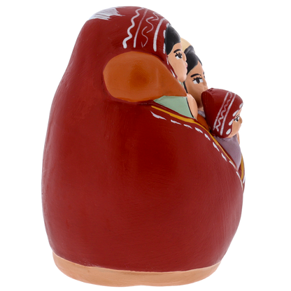 Presepe della tenerezza Sacra Famiglia artigianale – Nativita' in terracotta dipinta a mano. Dimensioni 4,5x8,5 cm