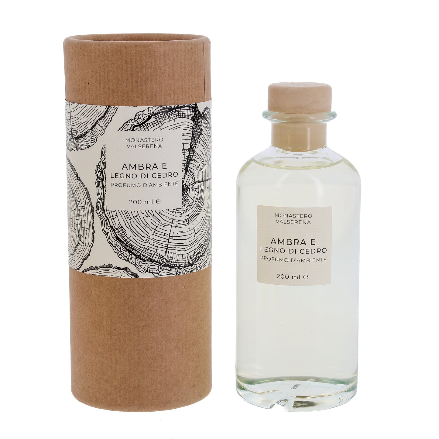 Profumo d'ambiente, fragranza ambra e legno di cedro. Confezione da 200 ml