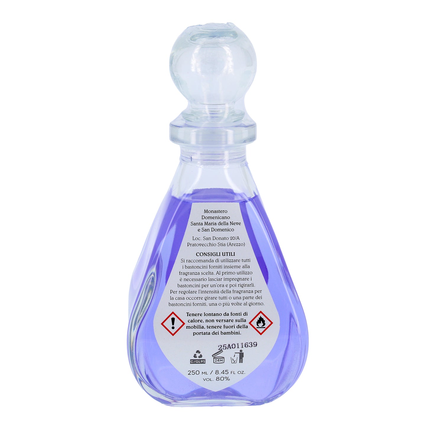 Diffusore per Ambienti, Lavanda del Monastero, con Bastoncini, Profumatore Casa. 250 ml