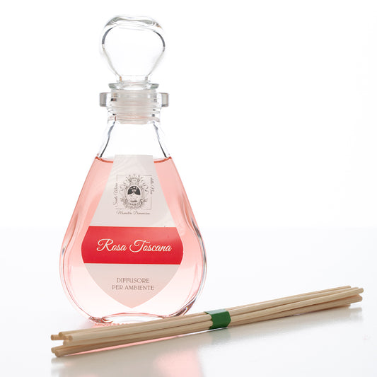 Diffusore per Ambienti, Rosa Toscana, con Bastoncini, Profumatore Casa. 250 ml