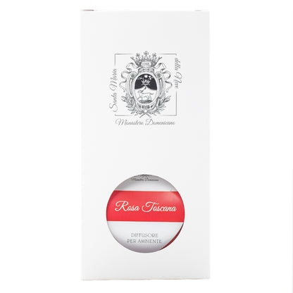 Diffusore per Ambienti, Rosa Toscana, con Bastoncini, Profumatore Casa. 250 ml