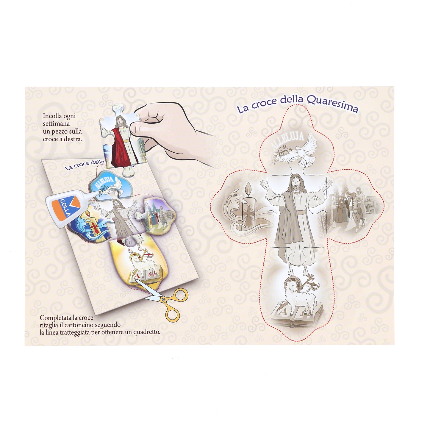 Confezione puzzle della Quaresima per bambini. Altezza 15 cm
