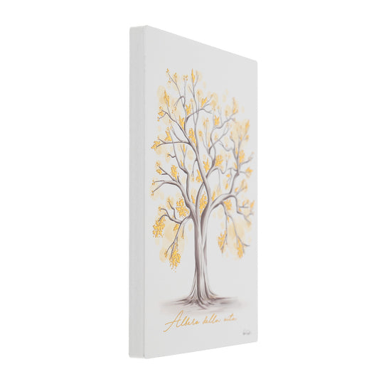 Quadro Albero della Vita in legno e foglia oro. Dimensioni 10x14 cm