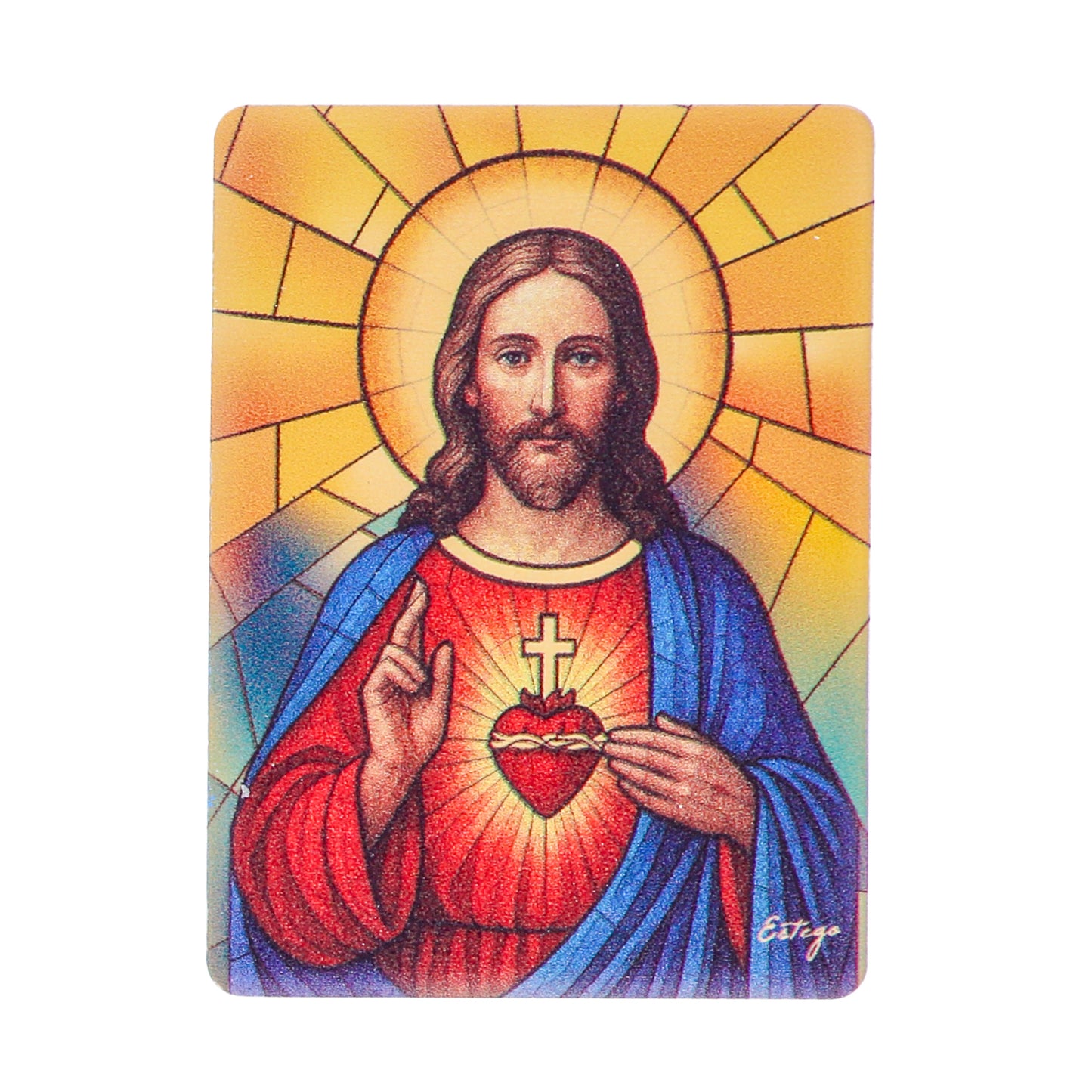 Quadro Sacro Cuore di Gesù lucido 5,5x7,5 cm legno MDF