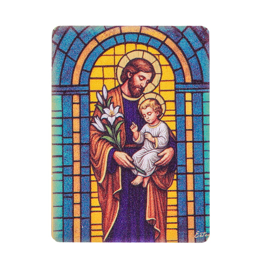 Quadro San Giuseppe lucido 5,5x7,5 cm legno MDF