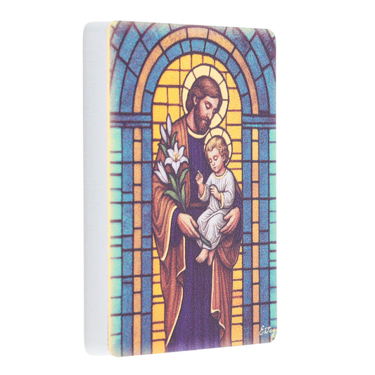 Quadro San Giuseppe lucido 5,5x7,5 cm legno MDF