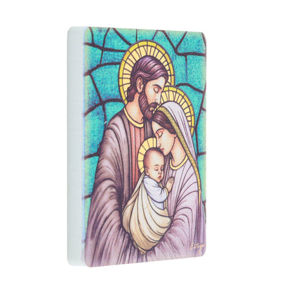 Quadro Sacra Famiglia lucido 5,5x7,5 cm legno MDF