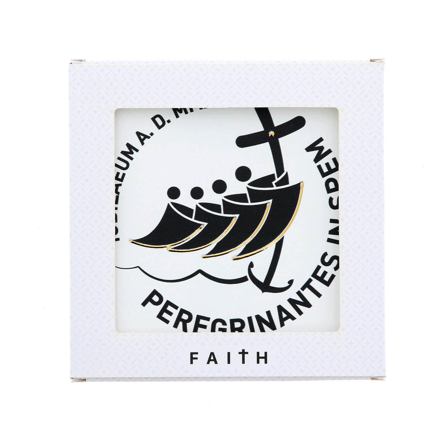 Quadro in legno Giubileo 2025 con dettagli argentati. Dimensioni 12,5x12,5 cm