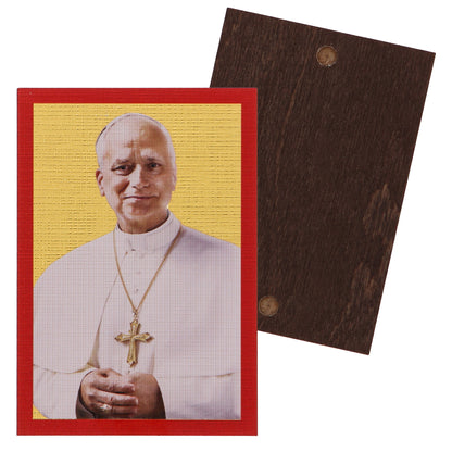 Quadretto icona in legno Papa Leone 6,5x9,5 cm