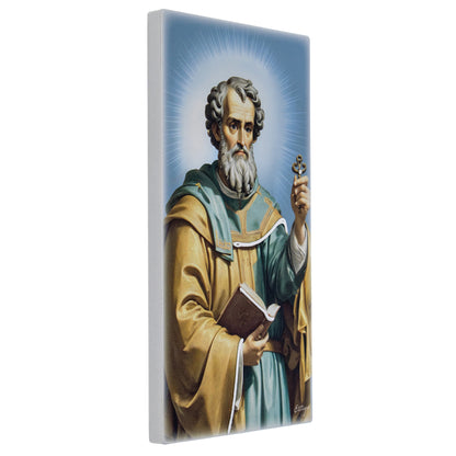 Quadro in legno San Pietro con dettagli argentati. Dimensioni 9x18 cm