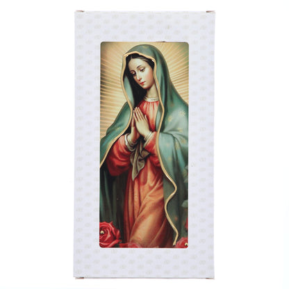 Quadro in legno Madonna di Guadalupe con dettagli dorati. Dimensione 9x18 cm