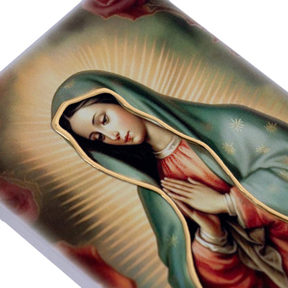 Quadro in legno Madonna di Guadalupe con dettagli dorati. Dimensione 9x18 cm