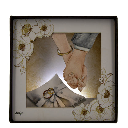 Quadro 3d in scatola, da appoggio, soggetto Matrimonio. Dimensioni 11,5x11,5 cm