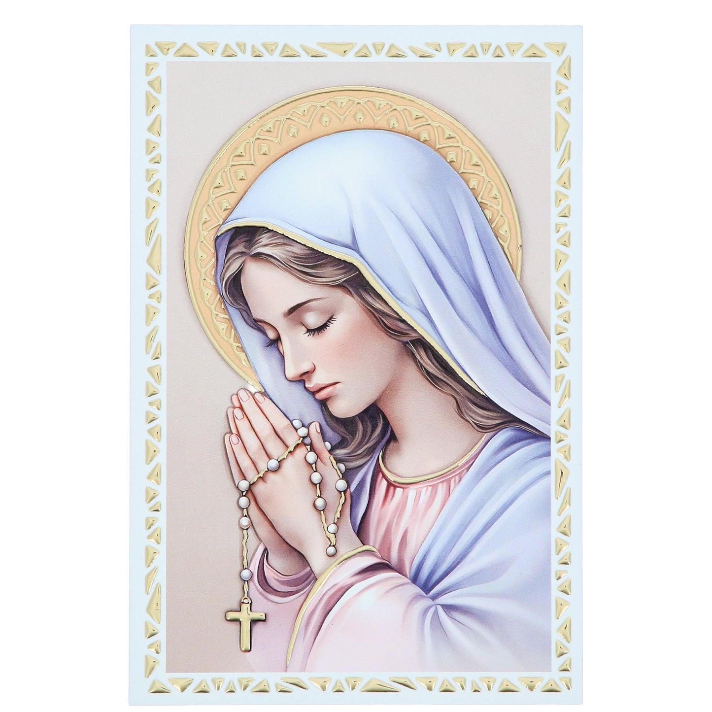 Quadro Madonna in preghiera in Legno e Foglia Argento - 9x13,5 cm