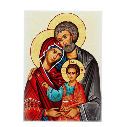 Quadro in legno Sacra Famiglia con dettagli argentati. Dimensione 25x17 cm