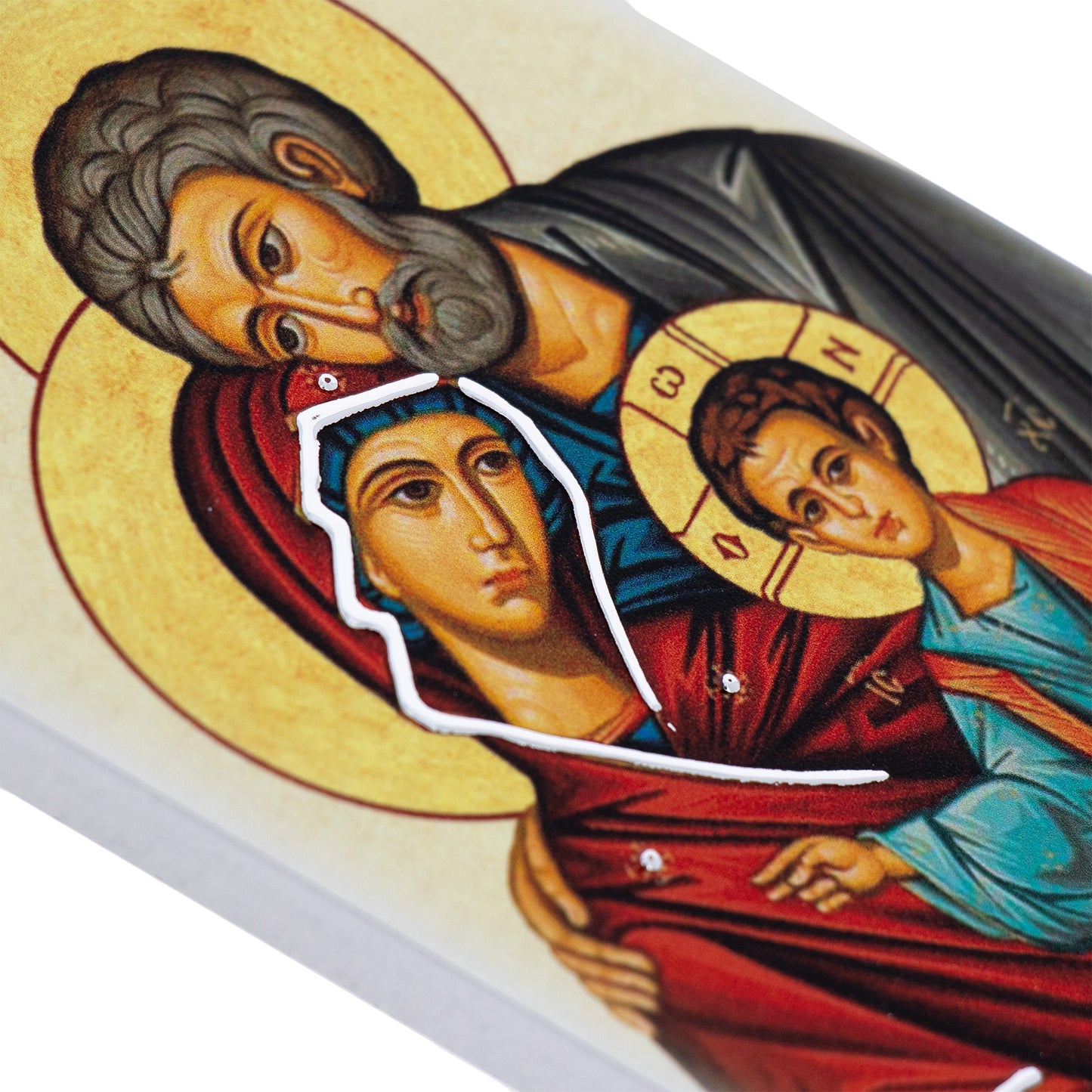 Quadro in legno Sacra Famiglia con dettagli argentati. Dimensione 25x17 cm