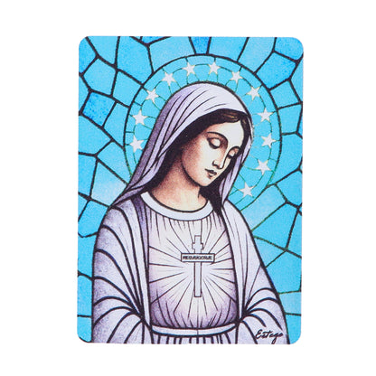 Quadretto Madonna Medjugorje lucido 5,5x7,5 cm legno MDF