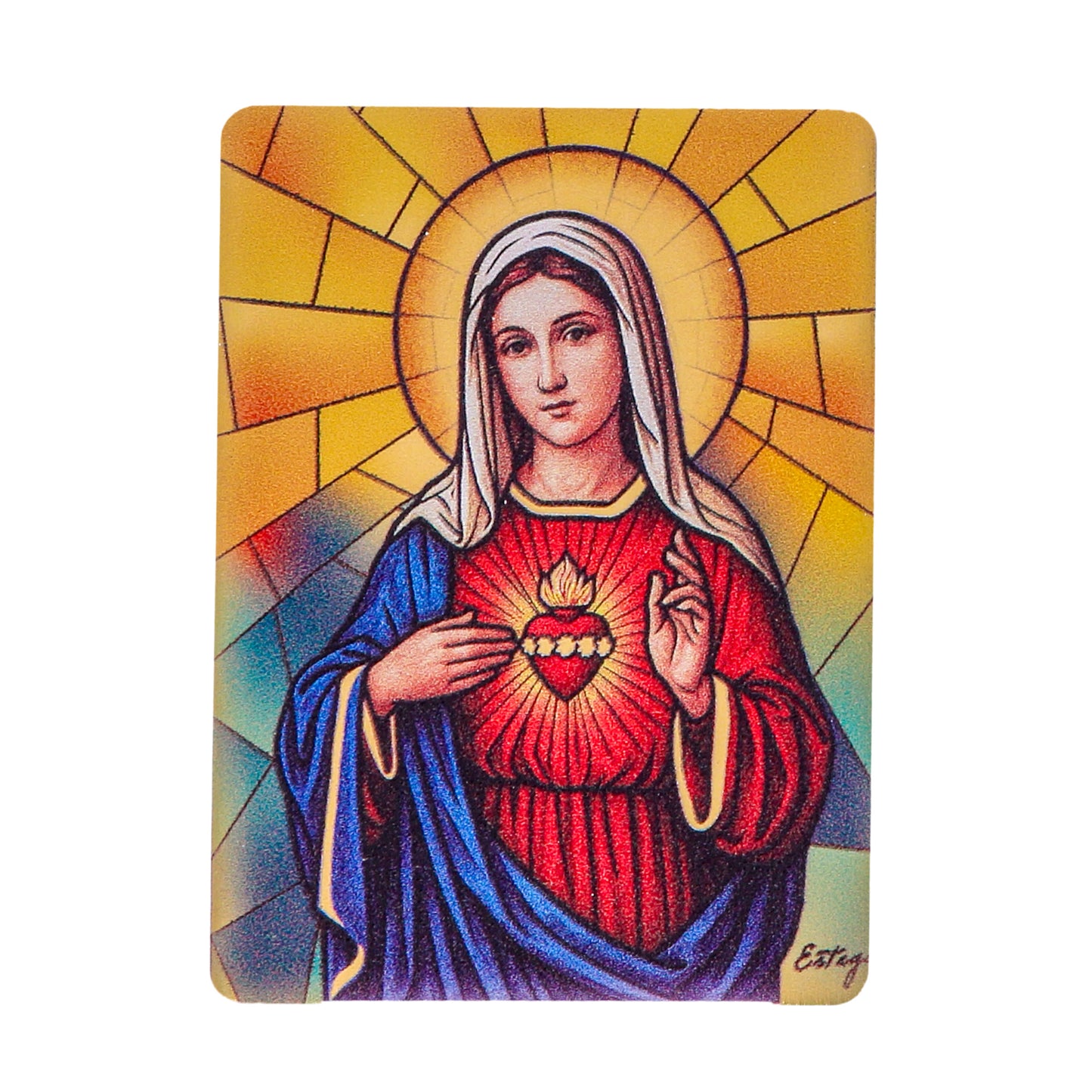 Quadro Cuore immacolato di Maria lucido 5,5x7,5 cm legno MDF