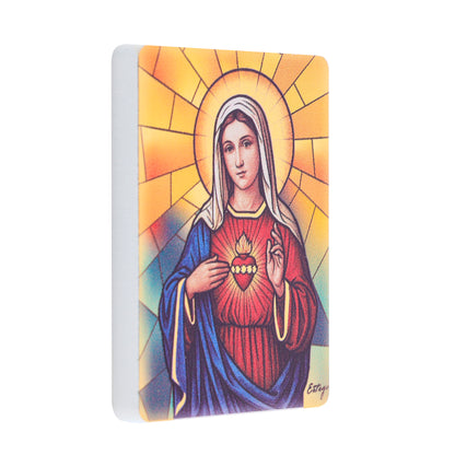 Quadro Cuore immacolato di Maria lucido 5,5x7,5 cm legno MDF
