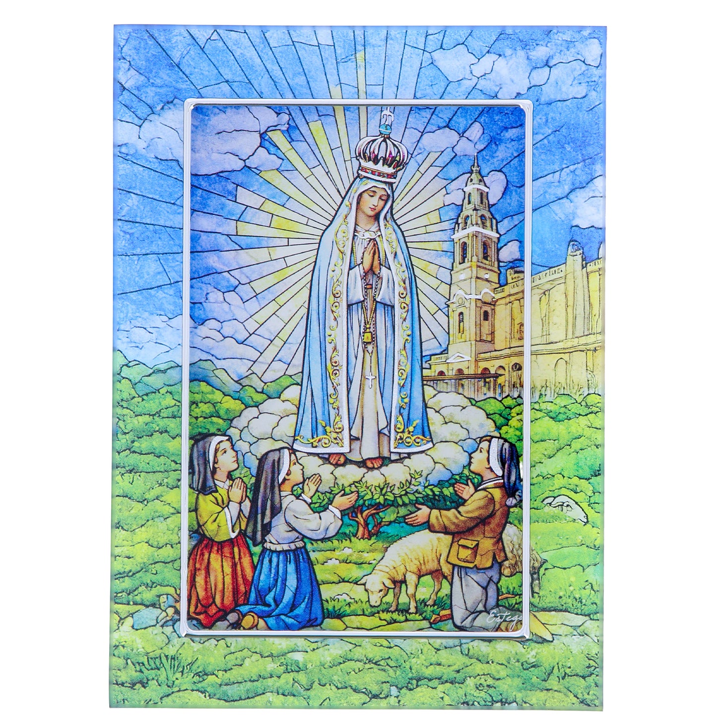 Quadro Madonna di Fatima in Vetro da Tavolo - 13x18 cm